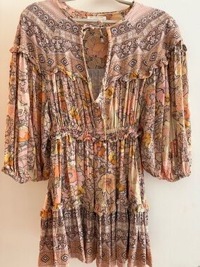 Spell Bohemian Mini Dress in Pink, Cream and Yellow